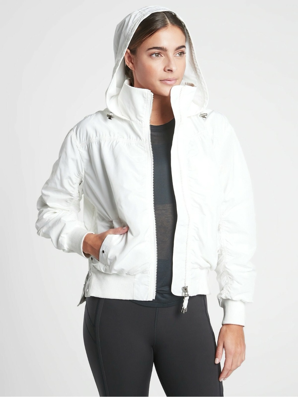 Athleta Point Reyes Bomber Jacket in Bright White
